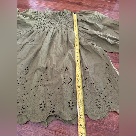 Love the label olive green mock neck blouse- Small - Picture 7 of 10